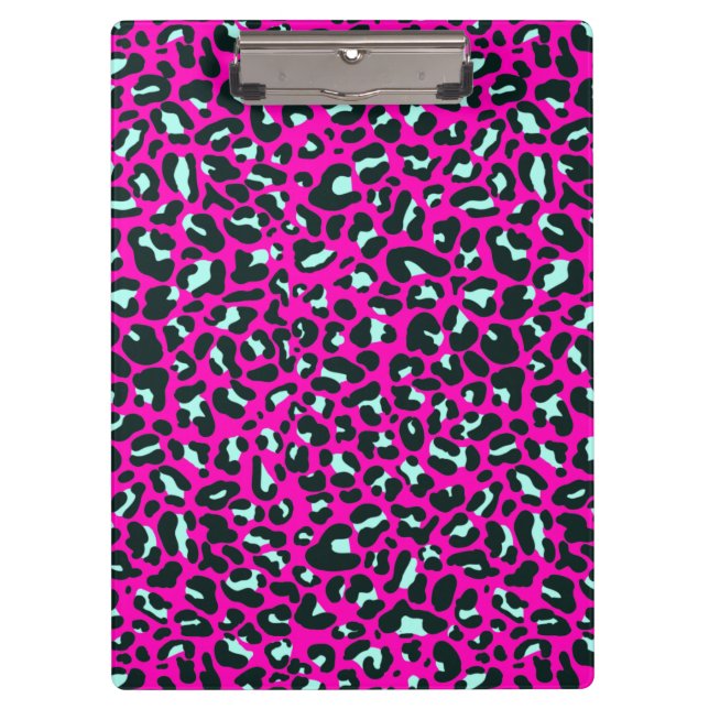 Modern Pink Cheetah Leopard Animal Print Clipboard (Front)
