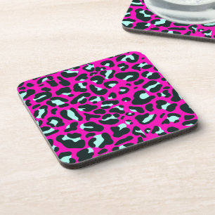 Modern Pink Cheetah Leopard Animal Print Coaster