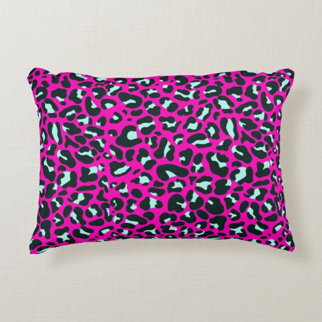 Modern Pink Cheetah Leopard Animal Print Decorative Cushion (Front)