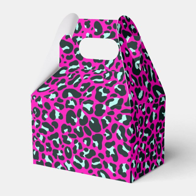 Modern Pink Cheetah Leopard Animal Print Favour Box (Front Side)
