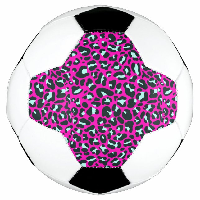Modern Pink Cheetah Leopard Animal Print Football (Front)