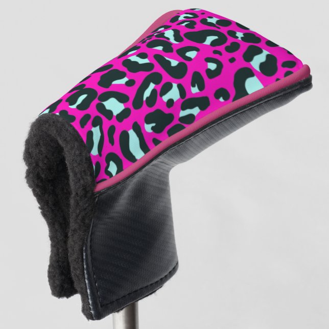 Modern Pink Cheetah Leopard Animal Print Golf Head Cover (3/4 Front)