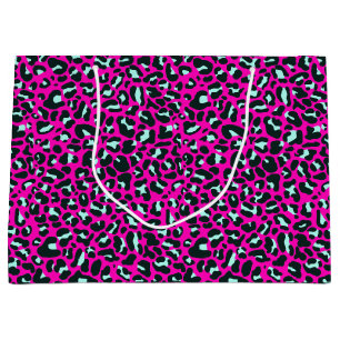 Modern Pink Cheetah Leopard Animal Print Large Gift Bag