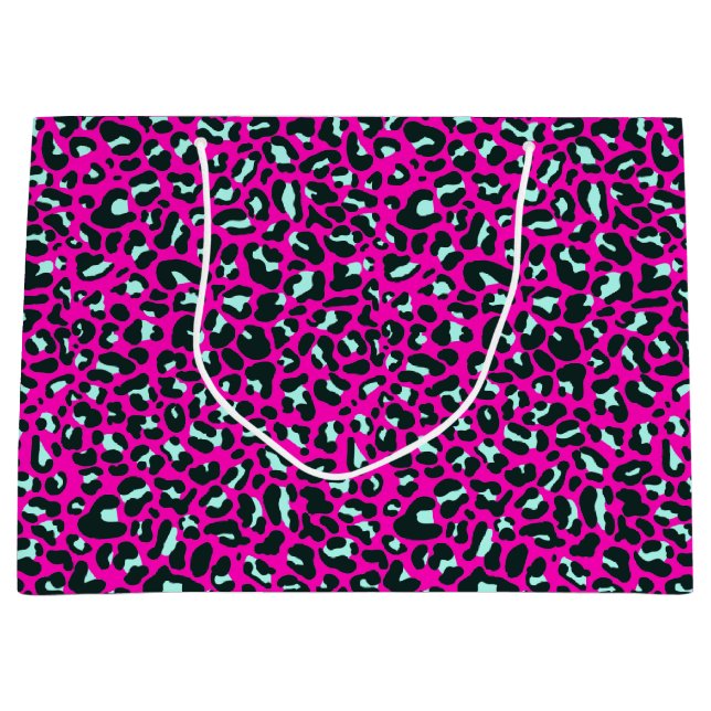 Modern Pink Cheetah Leopard Animal Print Large Gift Bag (Front)