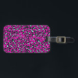 Modern Pink Cheetah Leopard Animal Print Luggage Tag<br><div class="desc">Always trendy hot pink solid colour. Wild safari and jungle animal print. Modern chic fine small cheetah,  leopard skin animal print in white and pastel mint and pink colour. Small cheetah leopard animal print.</div>