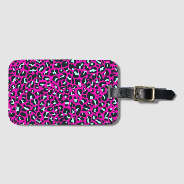 Modern Pink Cheetah Leopard Animal Print Luggage Tag (Front Horizontal)