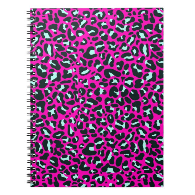 Modern Pink Cheetah Leopard Animal Print Notebook (Front)