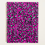 Modern Pink Cheetah Leopard Animal Print Planner<br><div class="desc">Always trendy hot pink solid colour. Wild safari and jungle animal print. Modern chic fine small cheetah,  leopard skin animal print in white and pastel mint and pink colour. Small cheetah leopard animal print.</div>