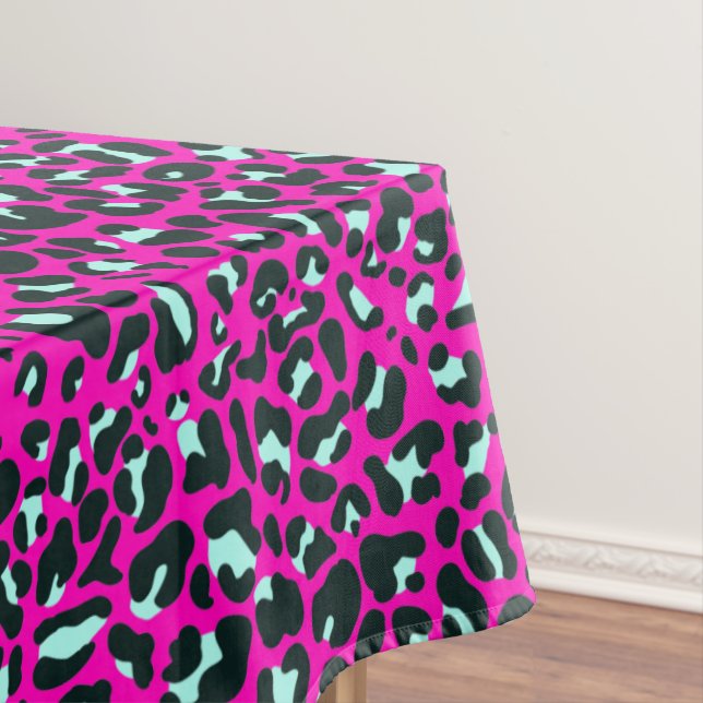 Modern Pink Cheetah Leopard Animal Print Tablecloth (In Situ)