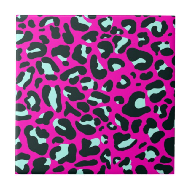 Modern Pink Cheetah Leopard Animal Print Tile (Front)