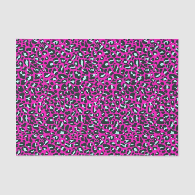 Modern Pink Cheetah Leopard Animal Print Tissue Paper (Front)