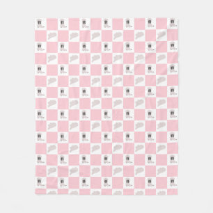 Modern Pink Chequered Cowgirl Rodeo Pattern Fleece Blanket