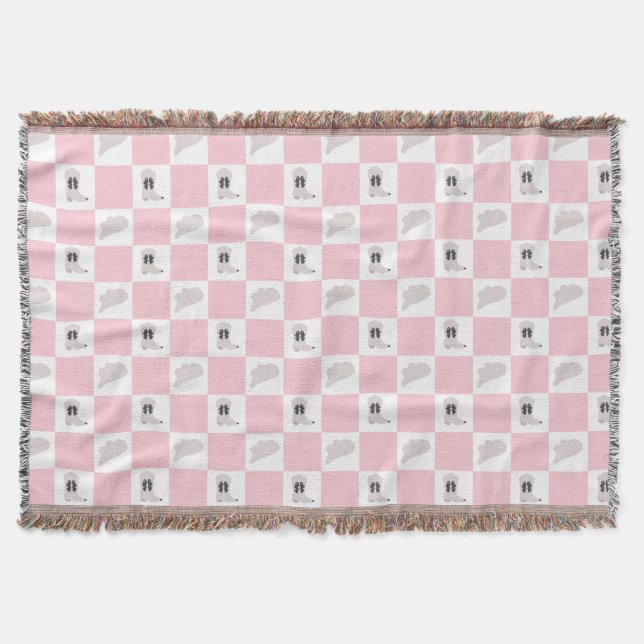 Modern Pink Chequered Cowgirl Rodeo Pattern Throw Blanket (Front)