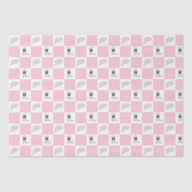Modern Pink Chequered Cowgirl Rodeo Pattern Tissue Paper (Front)