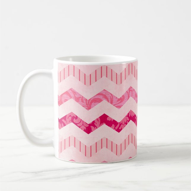 Modern Pink Chevron Pattern Coffee Mug (Left)