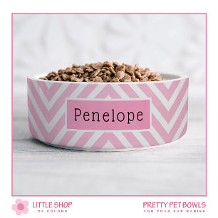 Modern Pink Chevron Personalised Pet Bowl
