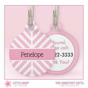 Modern Pink Chevron Personalised Pet ID Tag