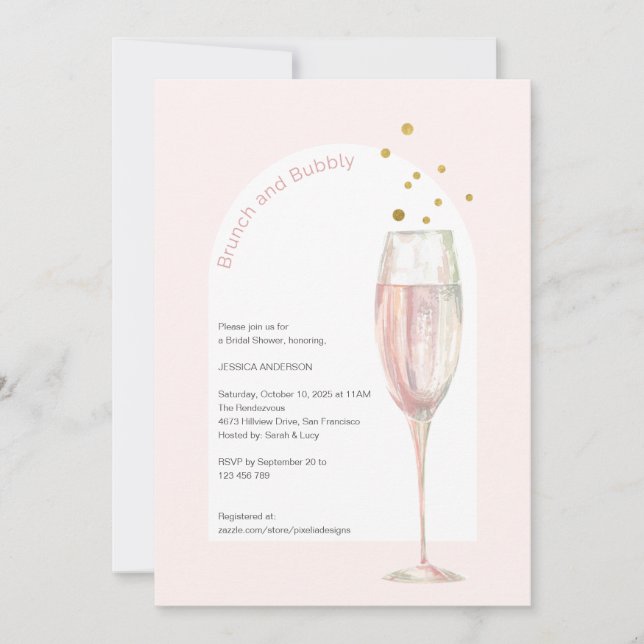 Modern Pink chic pop the bubbly champagne bridal   Invitation (Front)