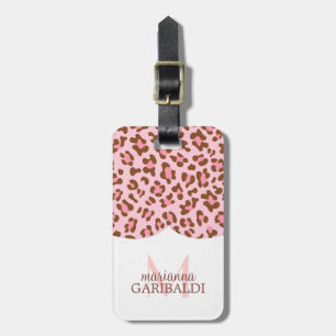 Modern Pink Choco Animal Print Girly Personalised Luggage Tag