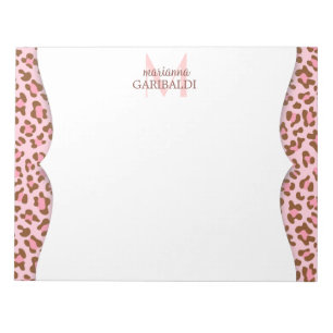 Modern Pink Choco Animal Print Girly Personalised Notepad