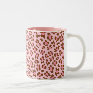 Modern Pink Choco Animal Print Girly Two-Tone Coffee Mug