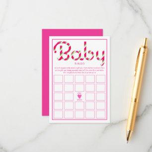 Modern Pink Christmas Baby Shower Bingo Game Card