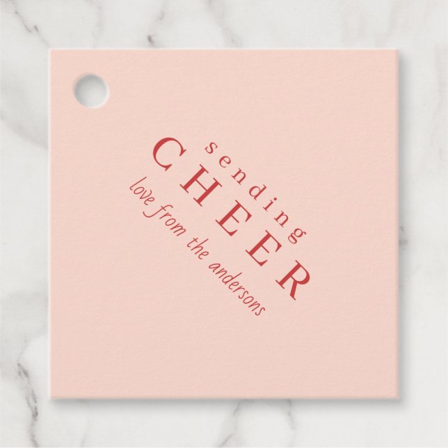 Modern Pink Christmas Holiday Gift Tags (Front)