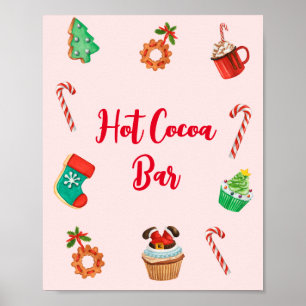 Modern Pink Christmas Hot Cocoa Bar Sign