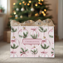 Modern Pink Christmas Ornament Gift Bag