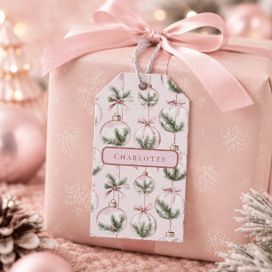 Modern Pink Christmas Ornament Gift Tag