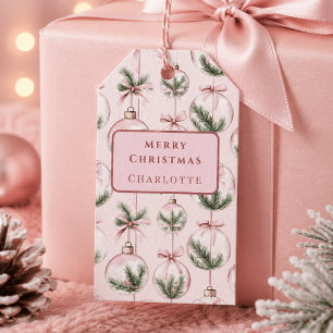 Modern Pink Christmas Ornament Gift Tag