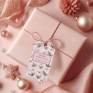 Modern Pink Christmas Ornament Gift Tag