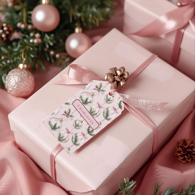 Modern Pink Christmas Ornament Gift Tag (Creator Uploaded)