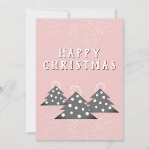Modern Pink Christmas Tree Holiday Card