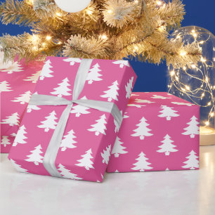 Modern Pink Christmas Tree Pattern Wrapping Paper