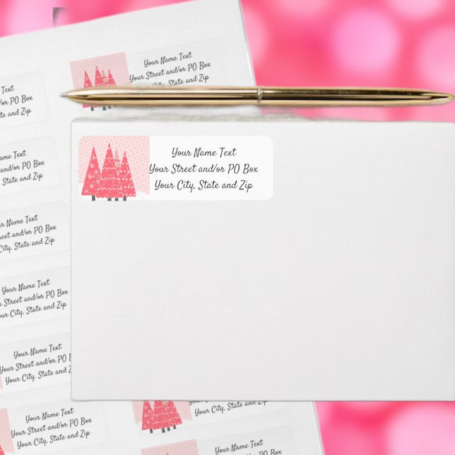 Modern Pink Christmas Trees Address (Creator Uploaded)