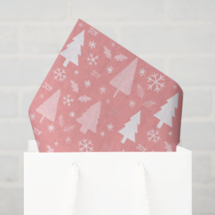 Modern Pink Christmas Trees Pattern Holiday Tissue Paper