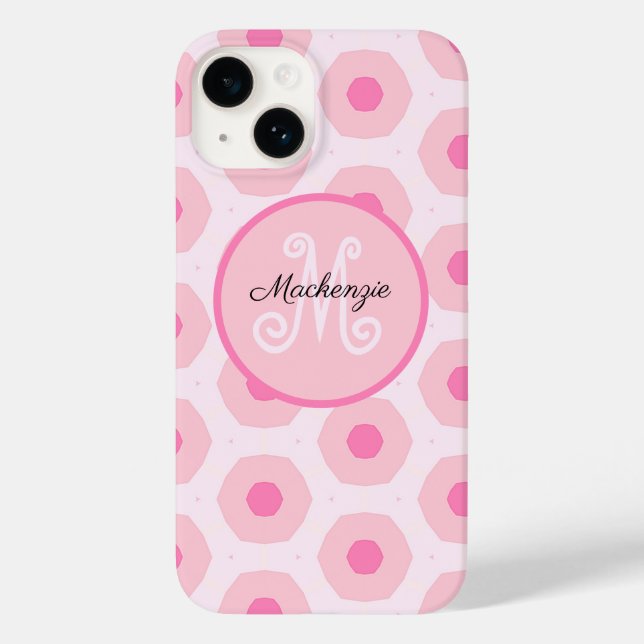Modern Pink Circle Dots Geometric Monogram Mouse   Case-Mate iPhone Case (Back)