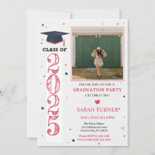 Modern Pink Class of 2025 Graduation Invitation