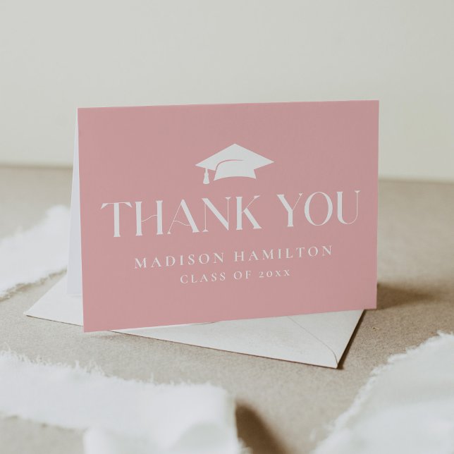 Modern Pink Class of 2025 Graduation Thank You Card (Creator Uploaded)