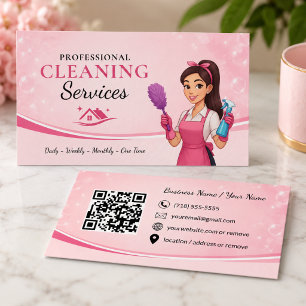 Modern Pink Cleaning Service Avatar Business Card