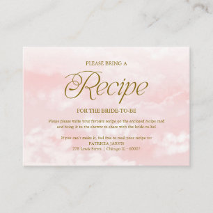 Modern Pink Cloud Bridal Shower Recipe Request Enclosure Card