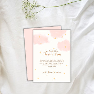 Modern Pink Cloud Nine Girl Baby Shower  Thank You Card