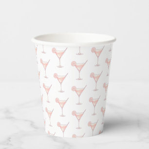 Modern Pink Cocktail Birthday Paper Cups