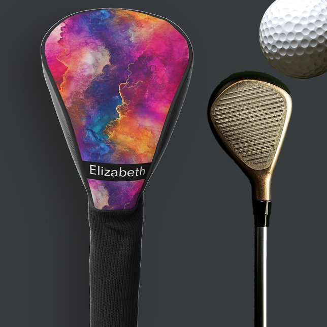 Modern Pink Color Fusion Personalized Golf Head Cover (Creator Uploaded)