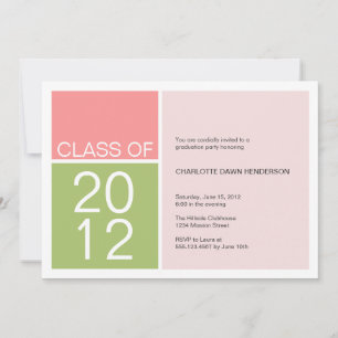 Modern pink colour block class graduation invite