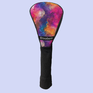 Modern Pink Colour Fusion Personalised Golf Head Cover