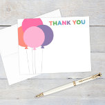 Modern Pink Colourful Birthday Party Balloons Thank You Card<br><div class="desc">Colourful round balloons in a bouquet arrangement decorate these stylish flat birthday thank you note cards.  Designed for a girl's birthday,  the colours include rainbow shades of pink,  purple,  coral,  green,  and blue.</div>