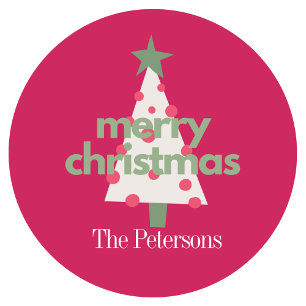 Modern Pink Colourful Christmas Classic Sticker