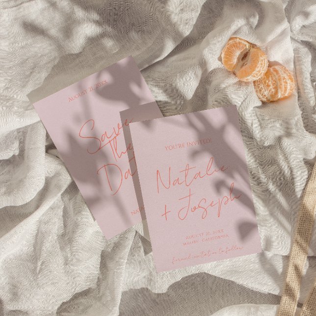 Modern Pink Colourful Whimsical Pastel Fun Wedding Save The Date (Creator Uploaded)